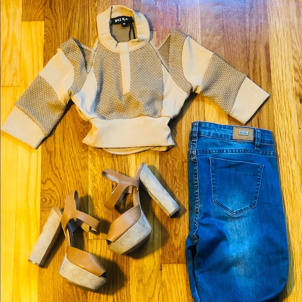Tan knit crop top